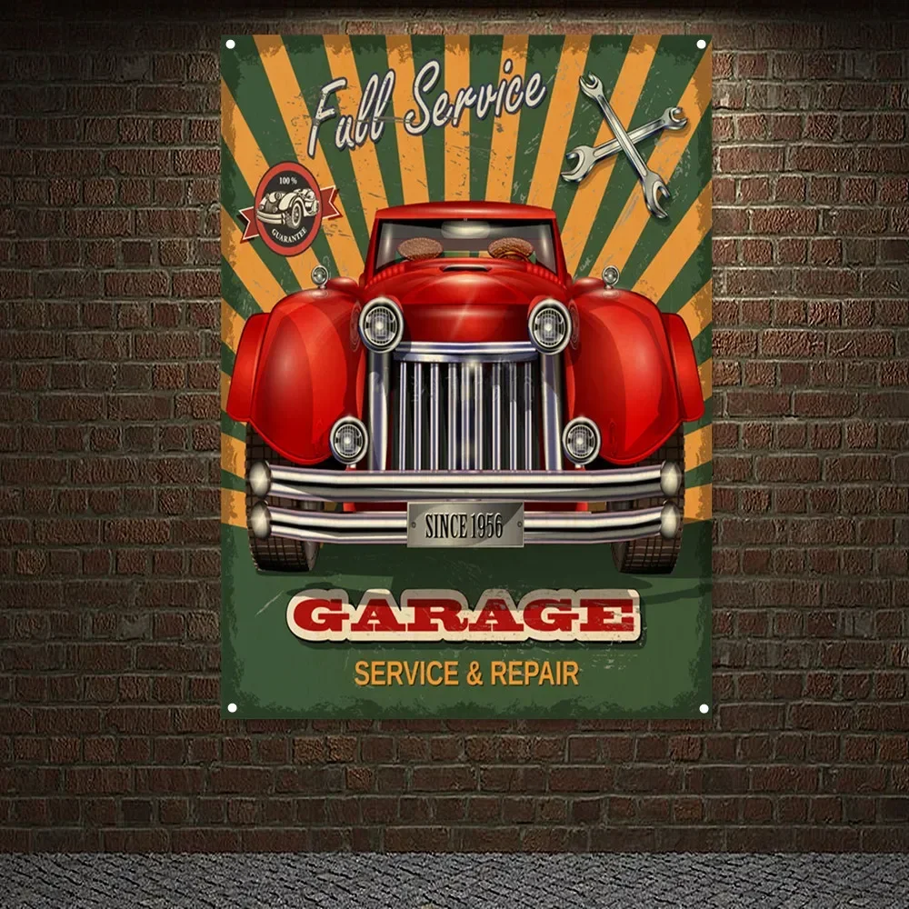 Auto Repair Shop Banners - Vintage Auto-Garage Service & Reparatur Poster