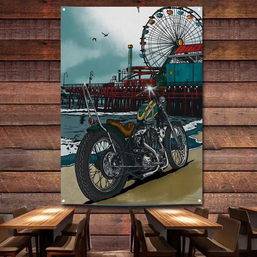 Auto Repair Shop Banners - Meer Motorrad Kunst Poster Wandbehang Malerei