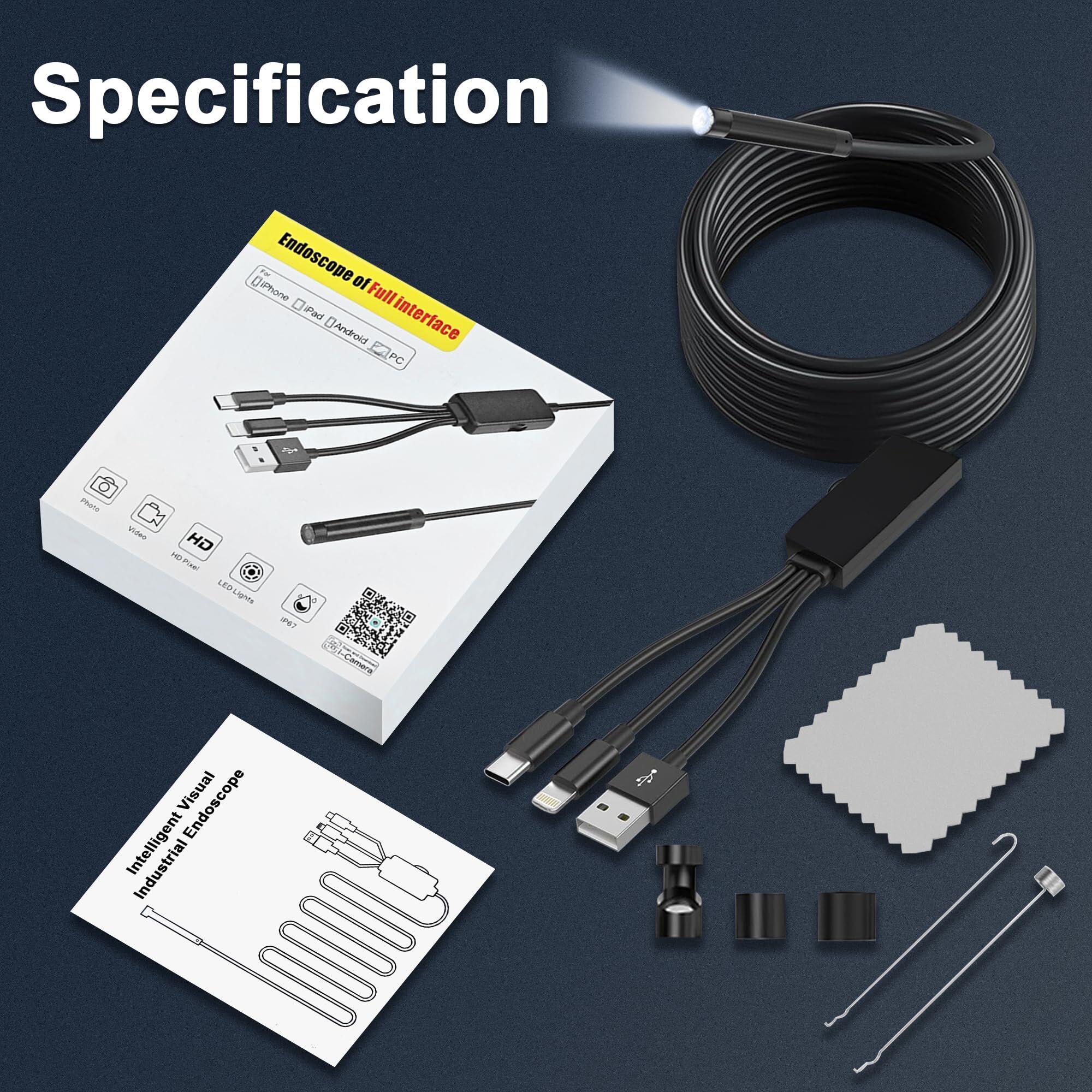 Neue Ankunft 3 in 1 1080P Indu – Endoscope Inspection Camera Bewertung und Preis
